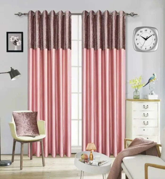 blush pink crushed curtains