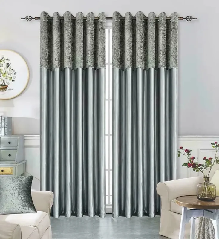 charchol grey crushed curtains Crushed Velvet Curtains | Luxury Faux Silk, Fully Lined Eyelet Pair