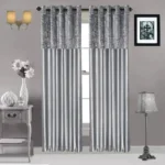 siver dark silver Crushed Velvet Curtains | Luxury Faux Silk, Fully Lined Eyelet Pair